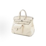 HERMES Birkin 25 Silver clasp platinum handbag 25 Women\'s I2 Nata Cream White